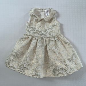 Carter’s Metallic Gold Jacquard Brocade Dress, Size 18m, Holiday, Winter, Fancy